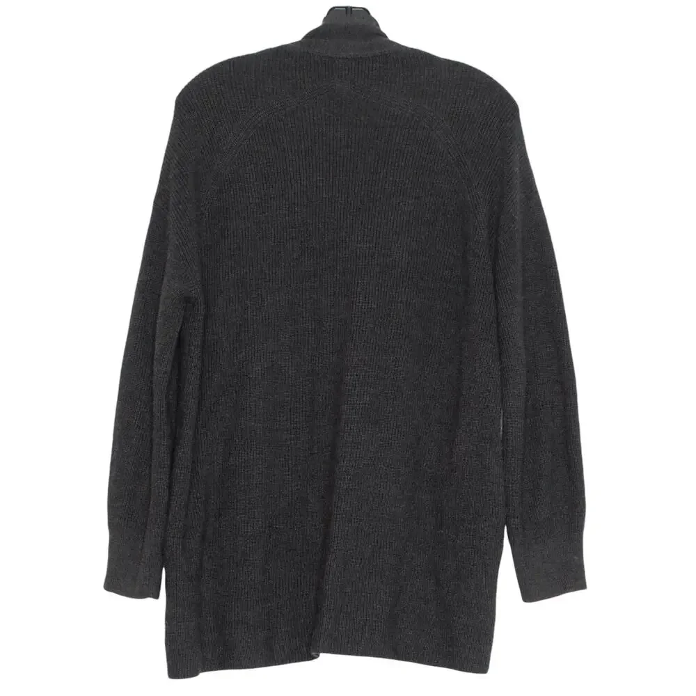 Lululemon Womens Cardigan Sweater Merino Wool Ribbed Long Wrap Gray Size 4 EZ